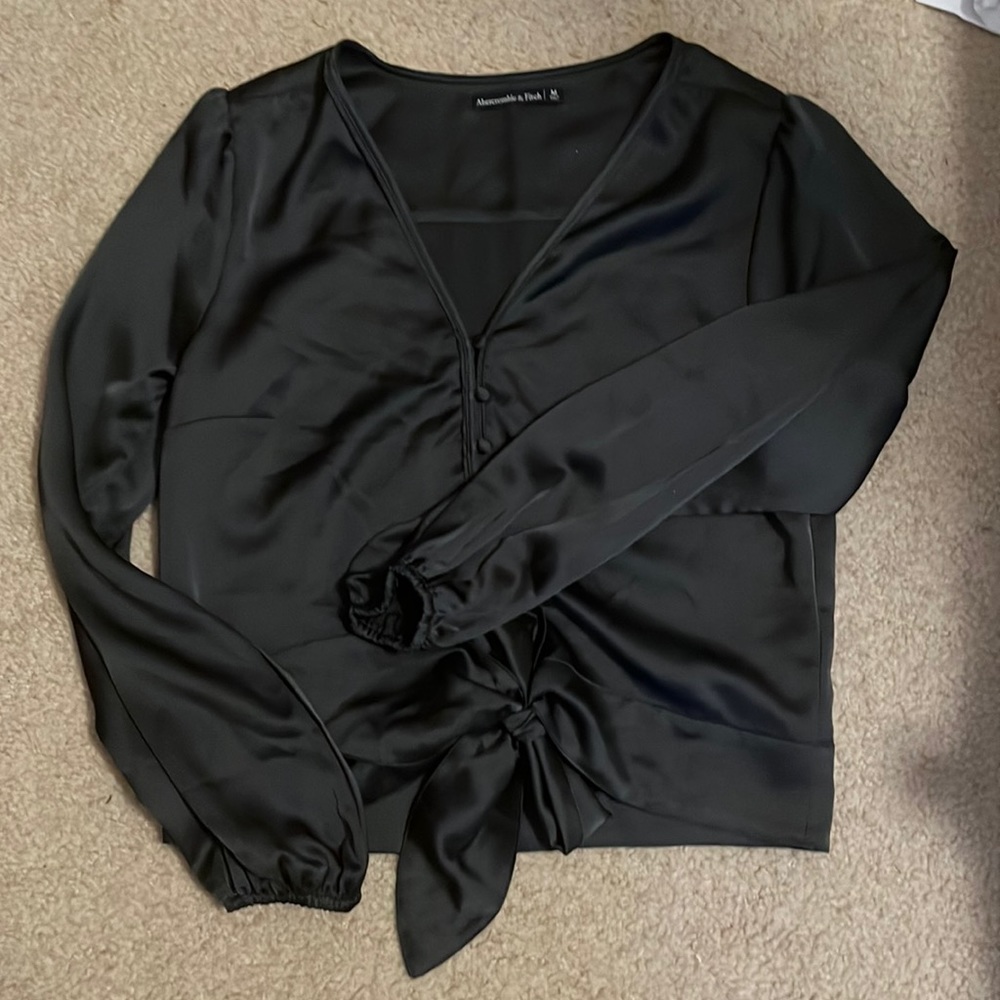 Satin Abercrombie Flowy Button Down
